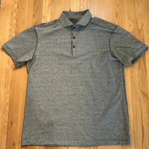 Lululemon Tech Polo Men's Large‎ Heathered Gray 3-Button Golf Shirt